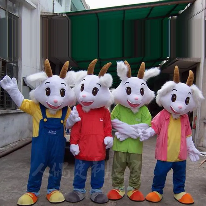 Costume da bambola della mascotte Costume da mascotte di capra di pecora bianca di Halloween Vestito operato da partito Gioco per adulti Taglia per adulti Vestito di Pasqua Mascotte per ragazze