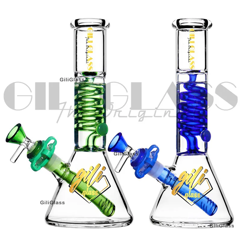 Unique Hookahs Beaker Bong hookah Freezable Oil Dab Rig Condenser Coil Buil A Bongs Dab Rigs Glass Water Pipe With Diffused Downstem