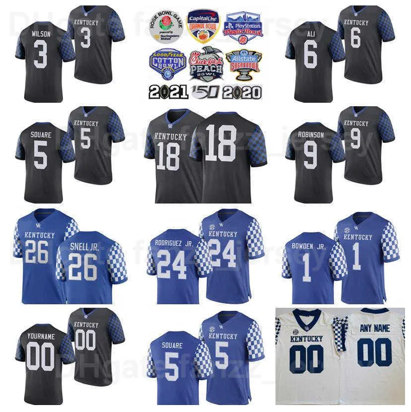 NCAA Football College 3 Terry Wilson Jerseys Kentucky Wildcats 12 Sawyer Smith 1 Lynn Bowden Jr 26 Benny Snell 15 Stephen Johnson 18 Stanley Williams University Man