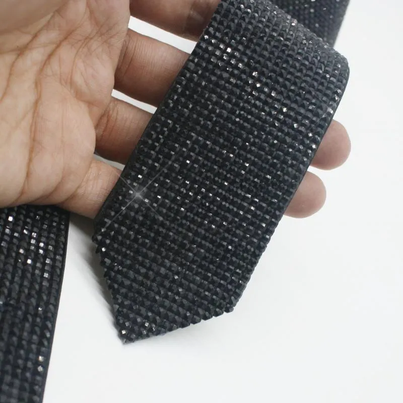 Bow Ties Handmade Black Laser Crystal Rhinestone stropdas ketting voor perfore trouwfeest Prombow