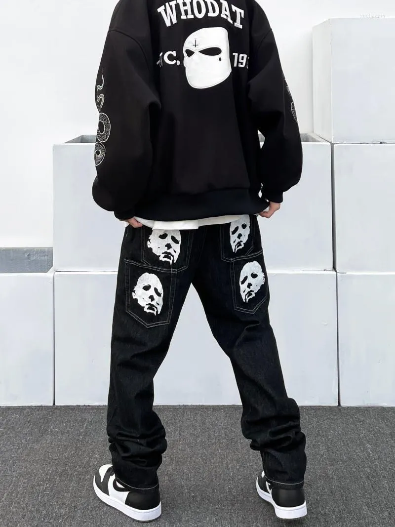 Mens Jeans Michael Myers Baggy Man Trendyol Men Skeleton Pants Y2k Print Hip Hop Oversize