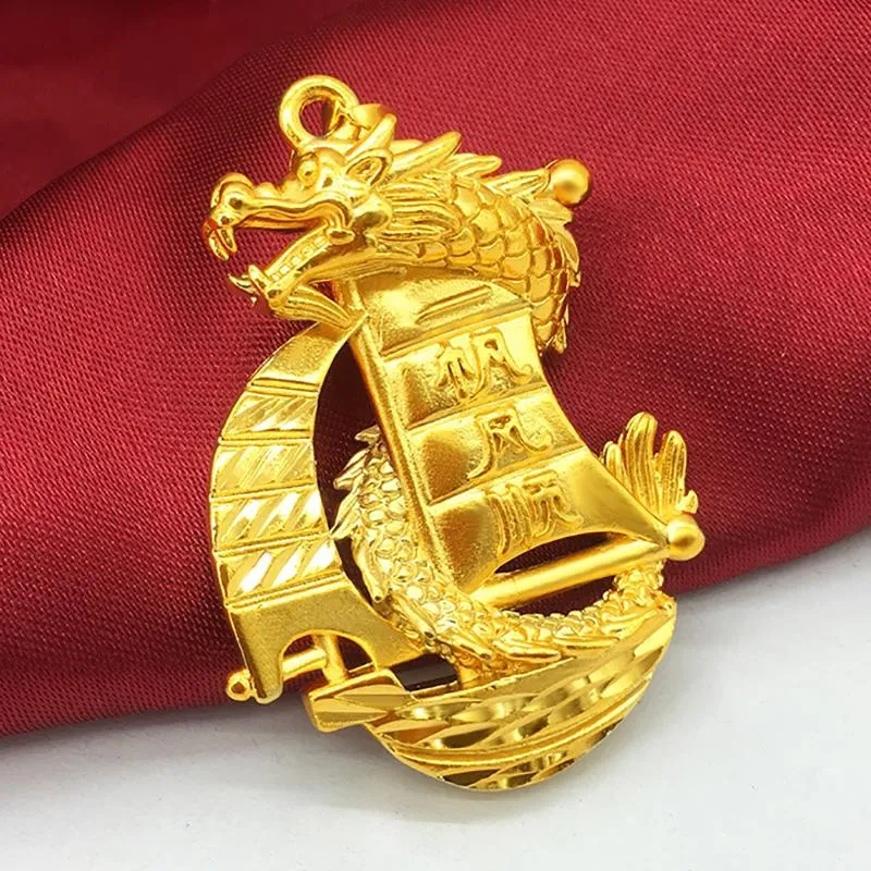 Colliers pendentifs Fashion Dominering Dragon Pilier pour hommes Vietnam Alluvial Gold Collier Pendant-Enteur