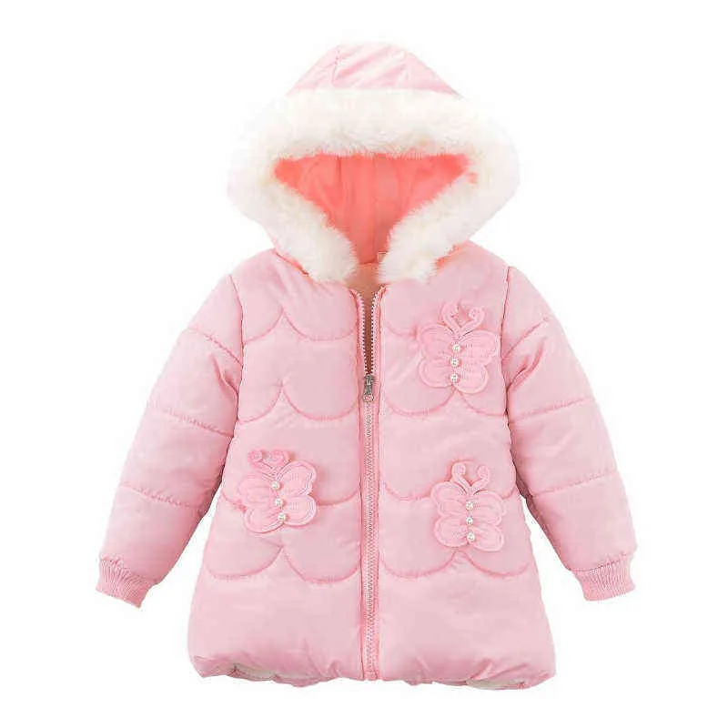 유아를위한 겨울 아기 ​​여학 재킷 두꺼운 재킷 여자 따뜻한 후드가있는 두꺼운 재킷 어린이 겉옷 2-4 년 유아 스노우 슈트 J220718