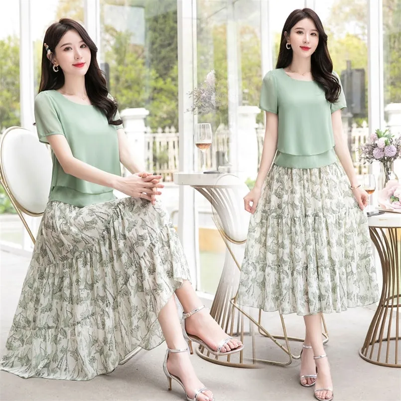 Moda sukienka Kobieta Koreańska Koreańska wysoka talia kwiatowe sukienki z drukiem plisowane