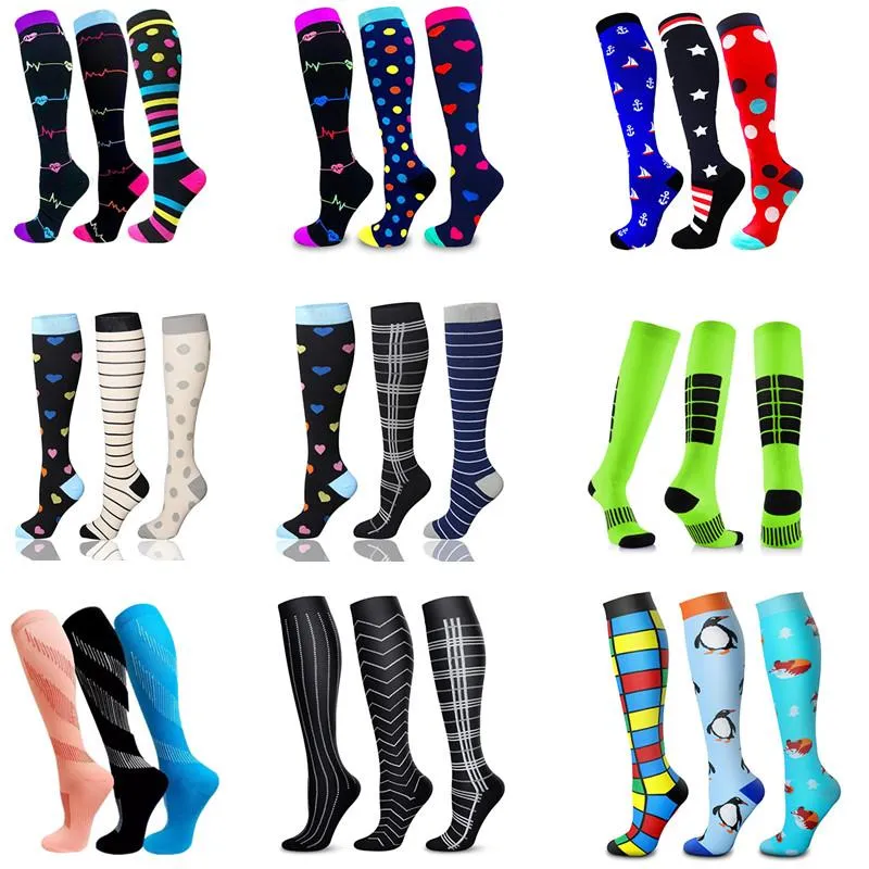 Sports Socks Dropship Compression Men Women Knee Stockings 30 Mmhg Athletic Nursing Fit For Running Outdoor Hiking Flight