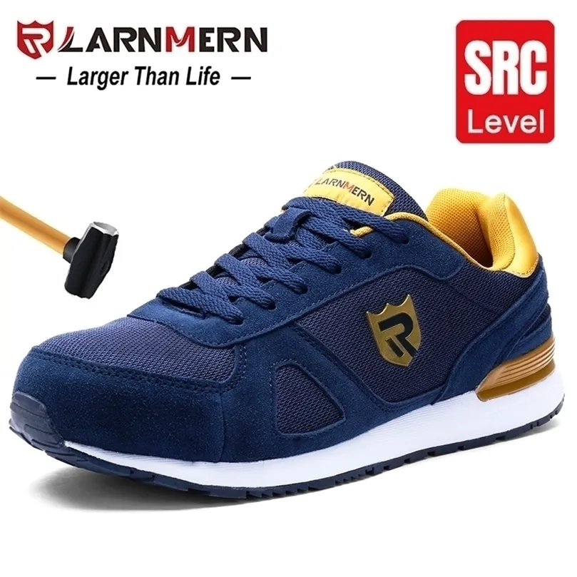 Larnmern Steel Toe Work Safety Shoes Men Mulheres leves compostos Anti -esmagamento respirável Slip em tênis casuais reflexivos 220815