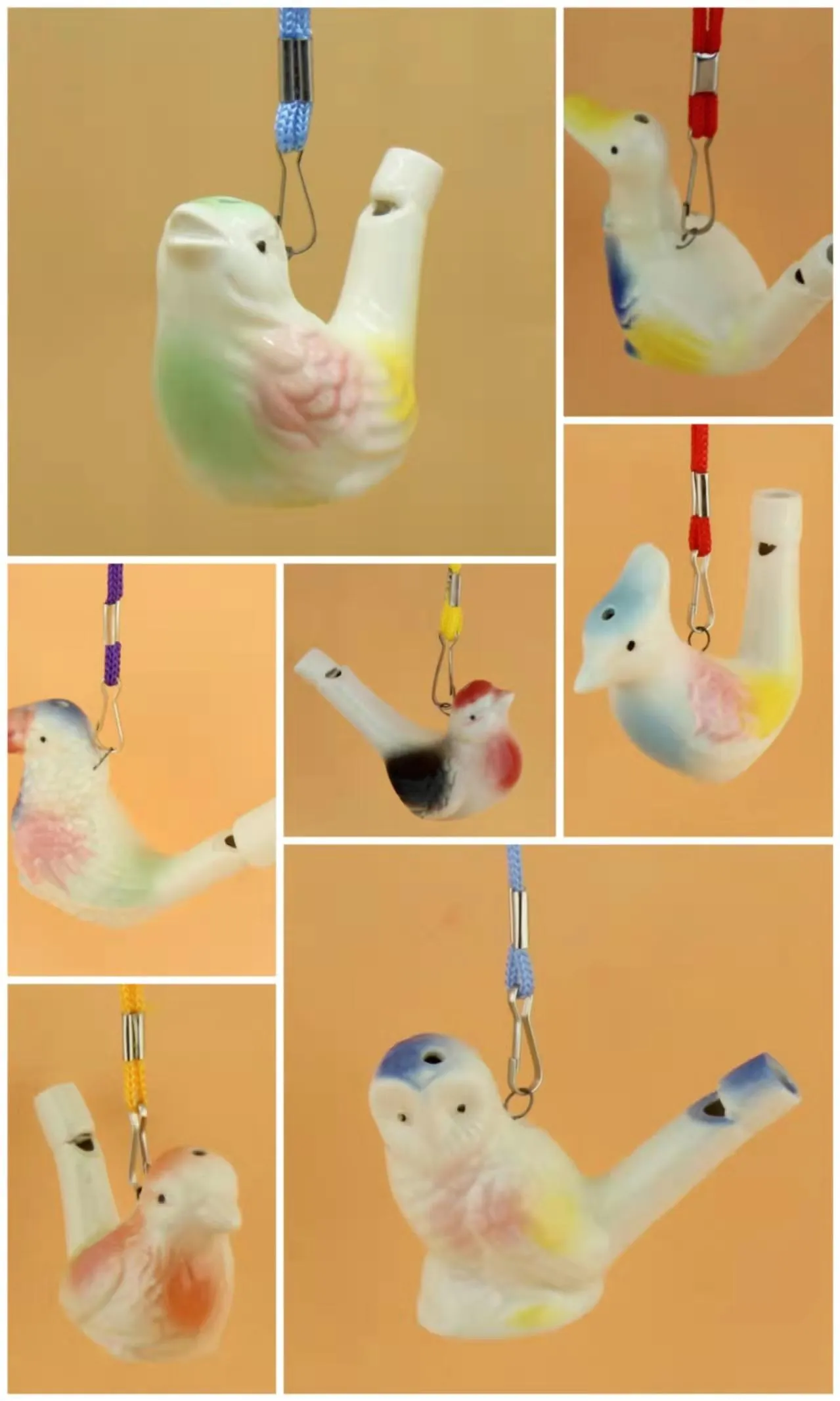 Water Bird Whistle Ceramic Clay Bird Whistle Cartoon Children Gifts Mini Animal Peacock Whistles Retro Ceramic Craft Whistle DH8858