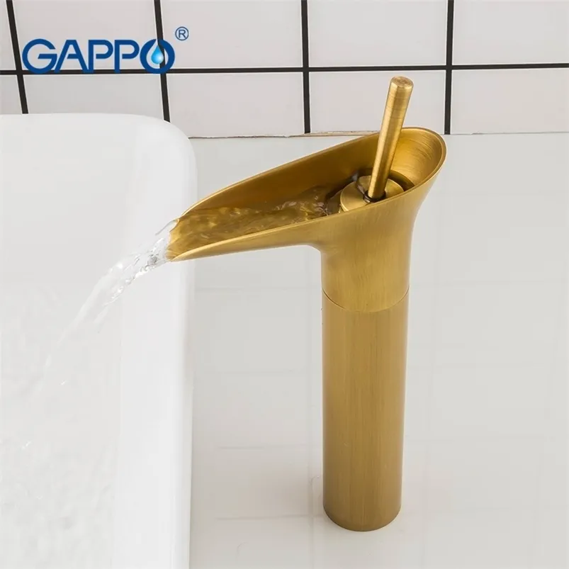 GAPPO Rubinetti per lavabo ottone antico cascata bacino lavello rubinetto miscelatori rubinetti bagno acqua montato sul ponte T200710