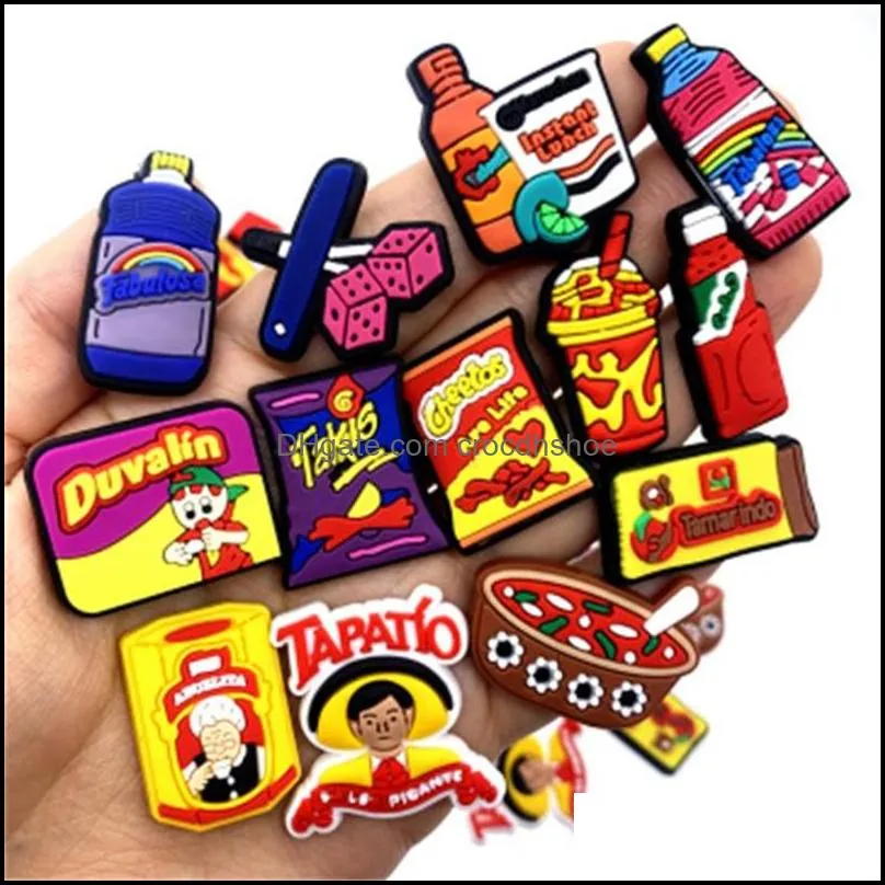 with mexican animal culture characteristics food icon shoes croc charms for kids croc accessories diy gifts potato chips bottle wristband