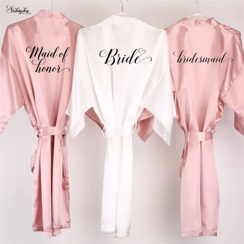 Sisbigdey Dusty Pink Braut Robe Satin Damen Braut Pyjama Hochzeit Slmaid Geschenk Mutter Schwester des Bräutigams LJ200822