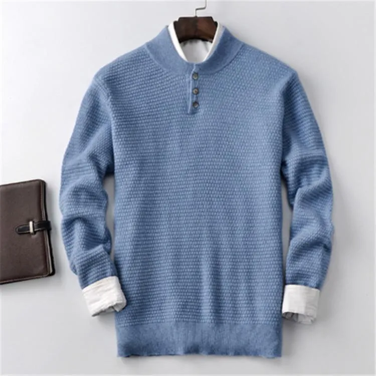 Pulls pour hommes 100% cachemire épais tricot hommes intelligent bouton décontracté oneck h-droit pull pull 3color s-2xl vente au détail en groshommes