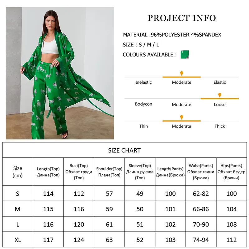 Hiloc Animal Print Robes Home Suit Women Pajama Flare Sleeve Trouser Suits Elegant Homewear Sets Womens Outfits Autumn Sleepwear 220511