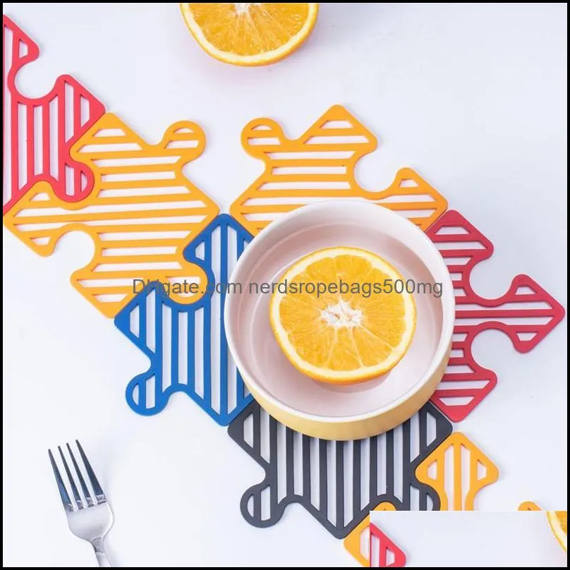 Tapis Coussinets Décoration de table Accessoires Cuisine Salle à manger Bar Maison Jardin Géométrie Vaisselle Insation Mat Tasse Coaster Heat-Insated Bowl Pad H