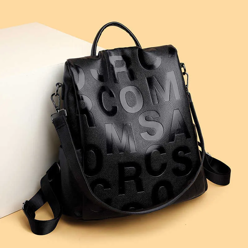 happy_buy_bag 20222Doubble сумка для плеч Женская новая мода универсальная женская сумка большая емкость мягкая кожа женский корейский досуг рюкзак