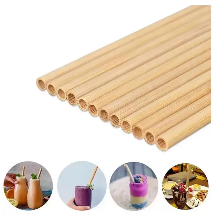 Natural 100% Bamboo Drinking Straws Eco-Friendly Sustainable Straw Reusable Drinks Straw for Party Kitchen 20cm GC1202