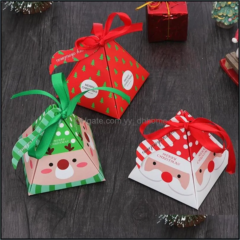 Merry Christmas Candy Box Bag Christmas Tree Gift Box With Bells Paper Gift Bag Container Supplies Navidad Freeshipping