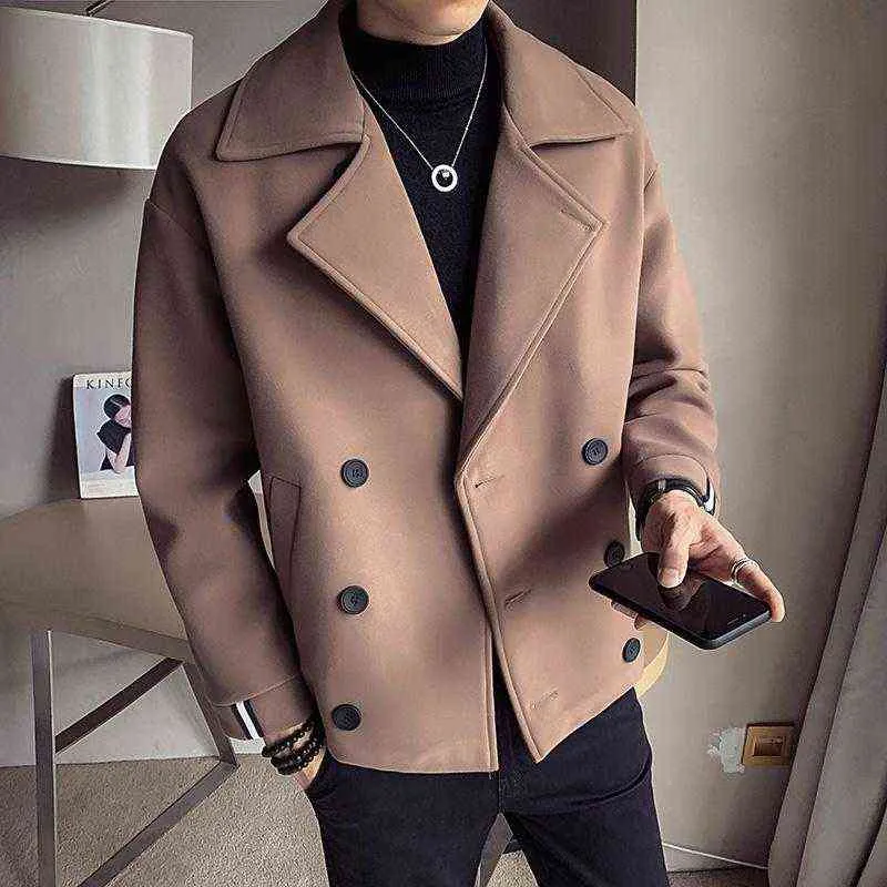 Winter Wool Jacket Men High-quality Solid Coat Casual Loose Short For Trench Men's & Blends T220810