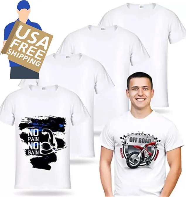 ABD depo süblimasyon beyaz boş gömlekler parti tedarik ısı transfer boş modal gömlek polyester tişörtler toptan
