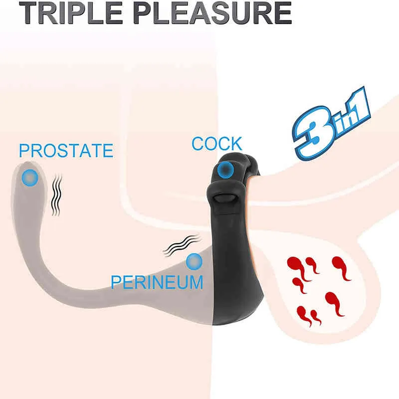 Nxy Cockrings Sexy Toys Cockring Vibromasseur pour Hommes Réglable Pénis Cock Ring Sex Retard Éjaculation Anal Plug Adulte Marchandises 220505