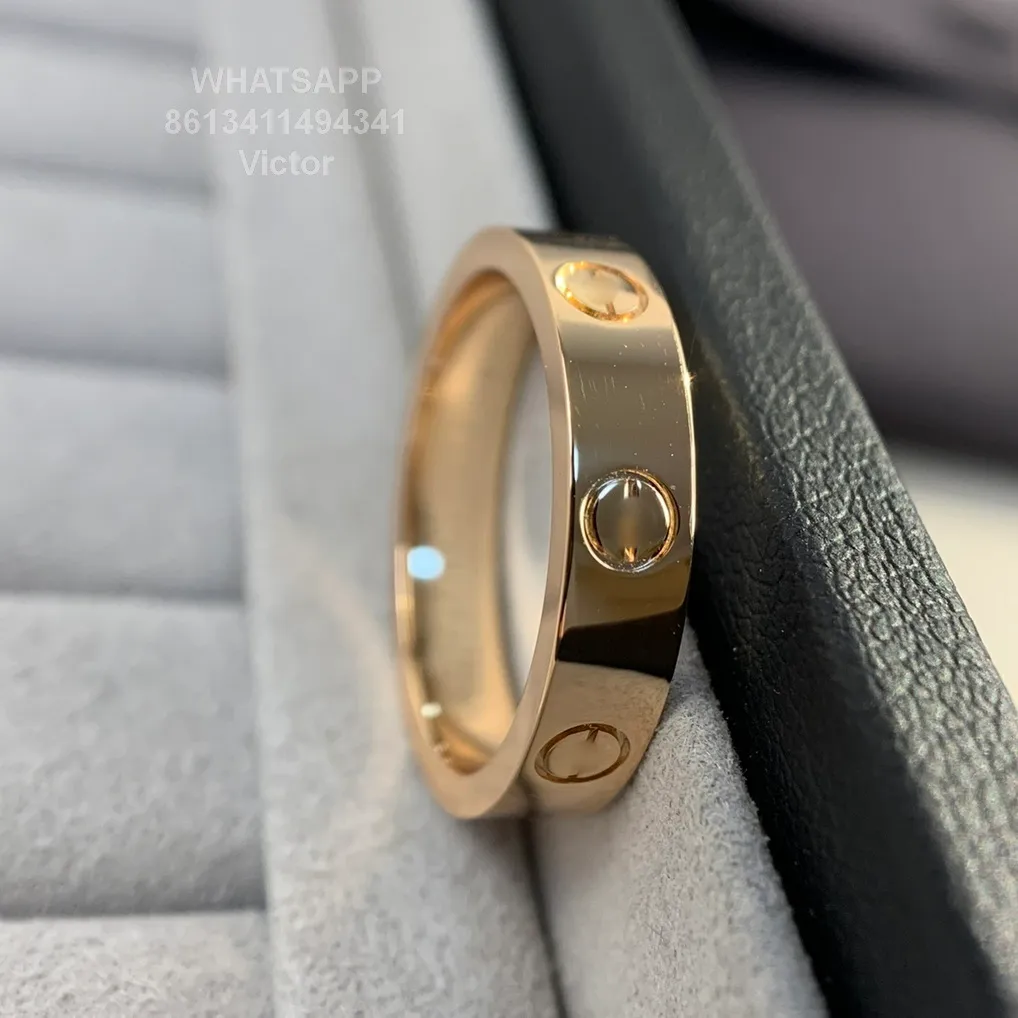 3 ملم Love Ring v Gold 18k لن تتلاشى أبدًا خاتمًا ضيقًا بدون Diamonds Brand Residents Prossials Rings Adita exq2408