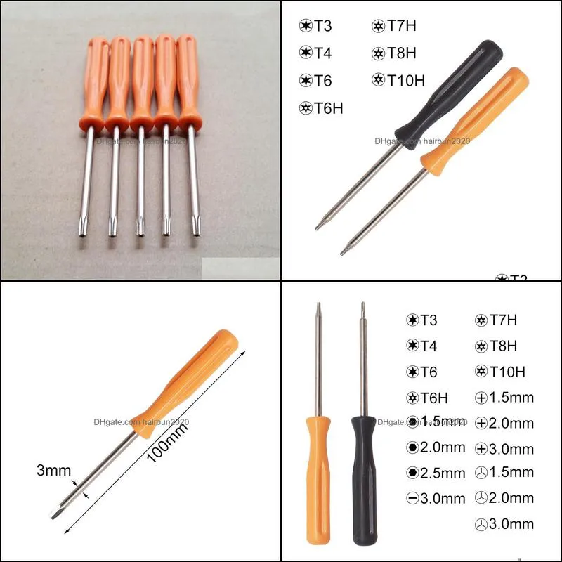 Orange Hand Open Screwdriver Repair Tools Shape T3 T4 T5 T6 T7 T8 T10 Torx Precision Opening Tool Security Screw Driver Disassembly for One Xbox 360 PS3