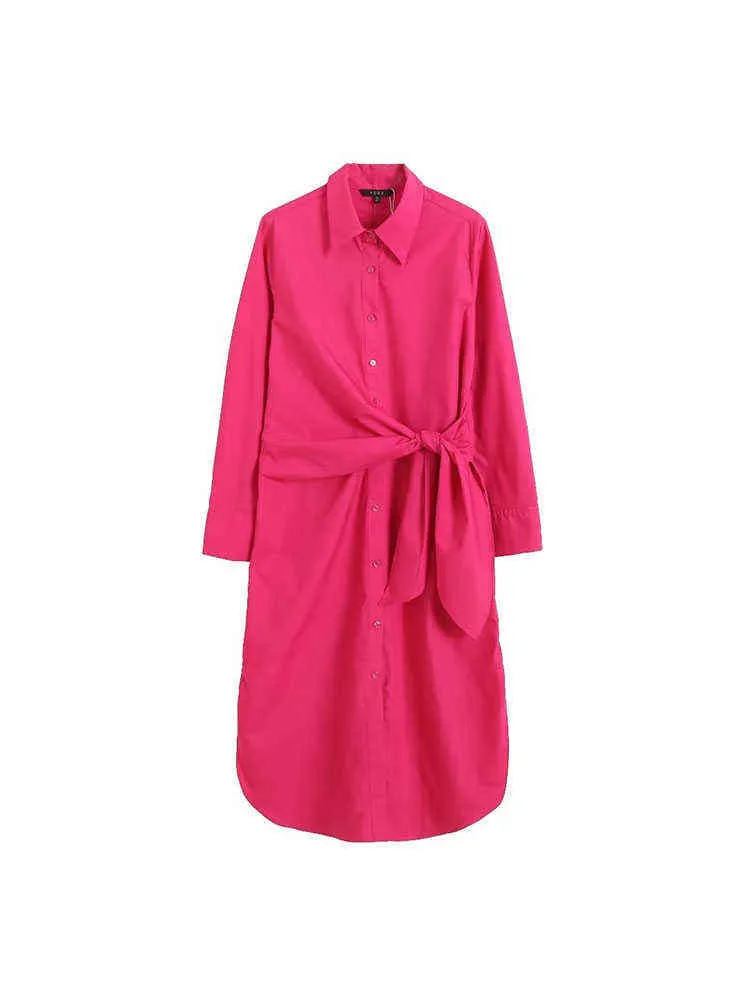 PBZA Женская осень 2022 г. Новая модная талия дизайн элегантный платье рубашки Poplin Vintage Женское платье с длинным рукава