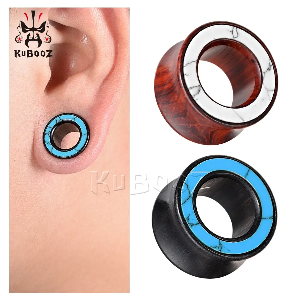 Wooden Pine Stone Hollow Ear Plug Tunnels Body Jewelry Piercing Earring