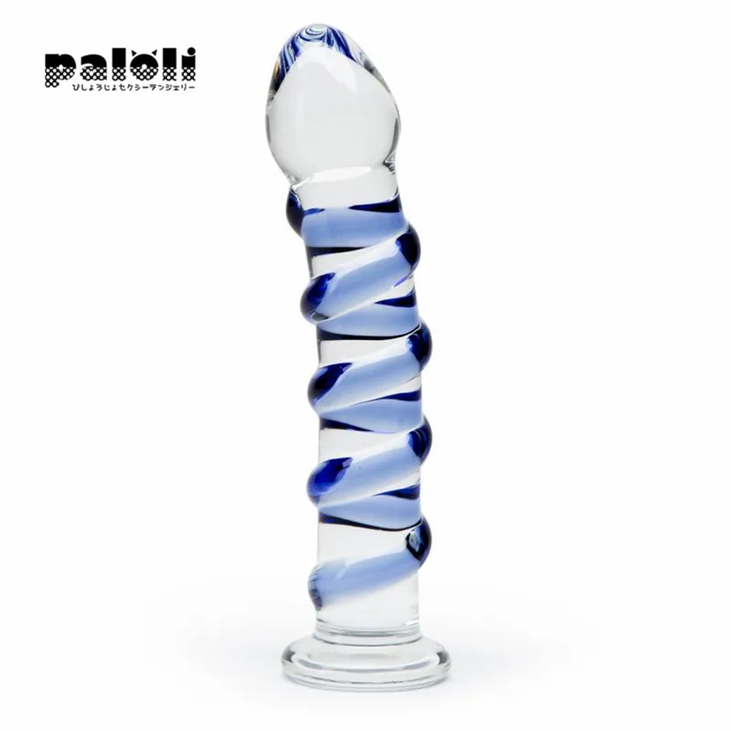 Produtos para adultos Sapphire Espiral Vidro Dildo Sexy Brinquedos Para Mulheres Masturbação Gay Cristal Masturbador