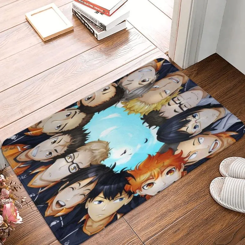 Mattor Haikyuu Karasuno Team Volleyball Doormat Badrum Tryckt Polyeste Entré Hemmatta Anti-slip Golvmatta Dörrbad Bath