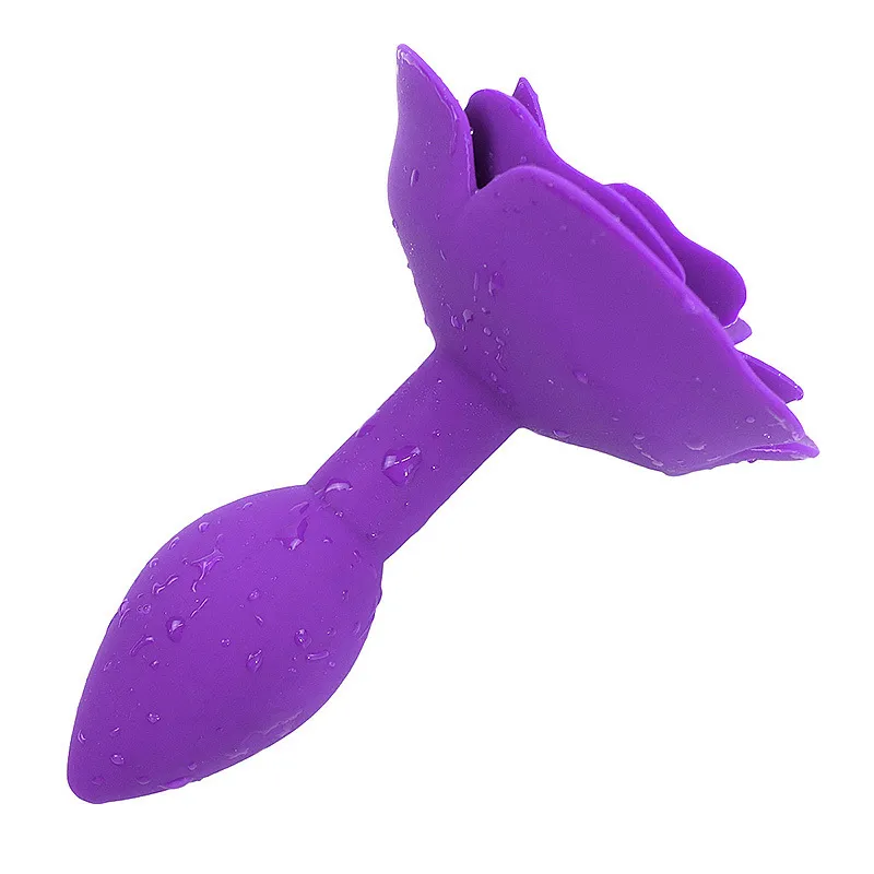 Giocattoli in silicone liscio, in acciaio, con fiore di rosa, dilatatore anale per donne/uomini, dildo anale per adulti._voghion.com