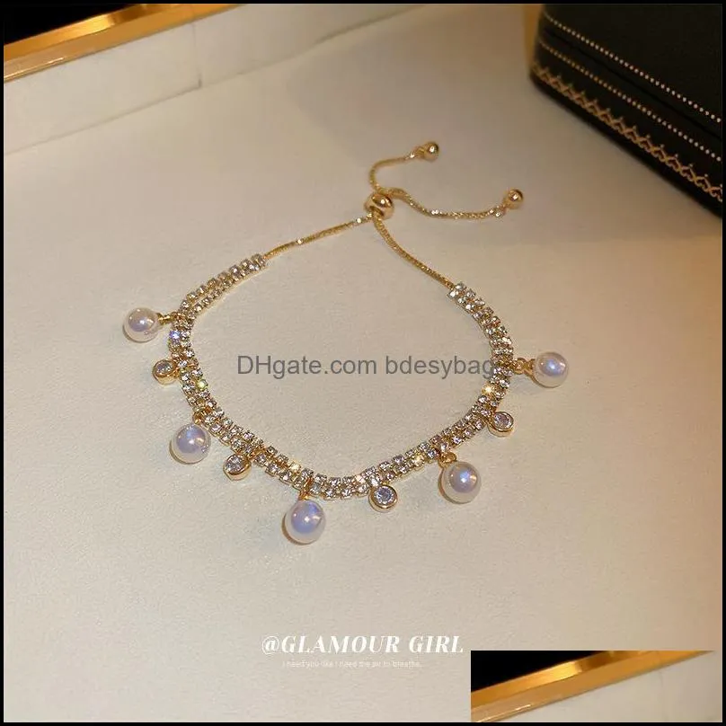 charm bracelets fashion diamond pearl bracelet for women girls french temperament light luxury elegant wedding gifts jewelrycharm