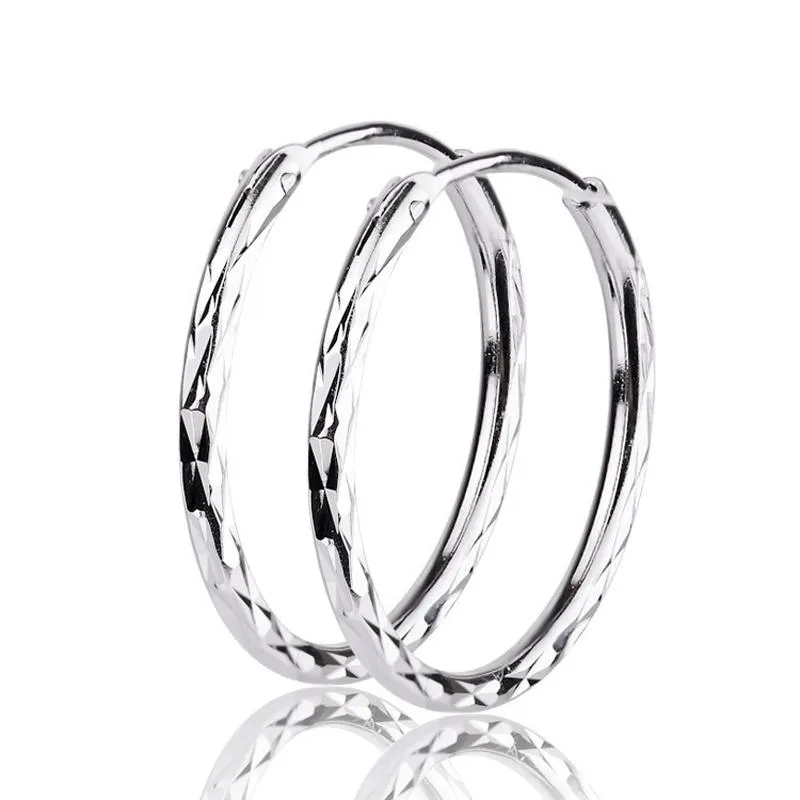 Boucles d'oreilles en argent sterling Hoop Huggie Fashion Rhombus S925 pour femmeHoop