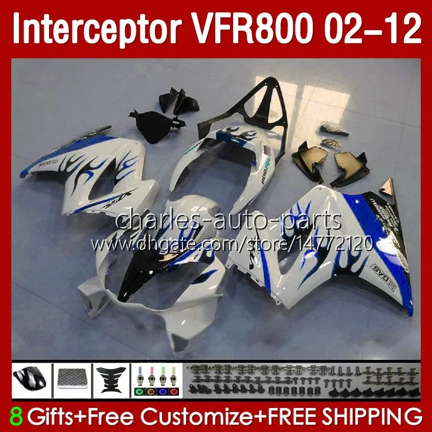 Kroppsarbete för Honda Interceptor VFR 800 VFR800 Blue Flames RR CC 800RR 02-12 Body 129NO.45 800cc VFR800RR 02 2002 2003 2004 2005 2006 2007 VFR-800 08 09 10 11 12 Fairings