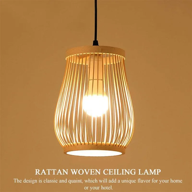Kolye lambalar Rustik Rattan Dokuma Avize Doğal Bambu Tavan Işıkları Çin tarzı oturma odası aydınlatma için asılı ışık
