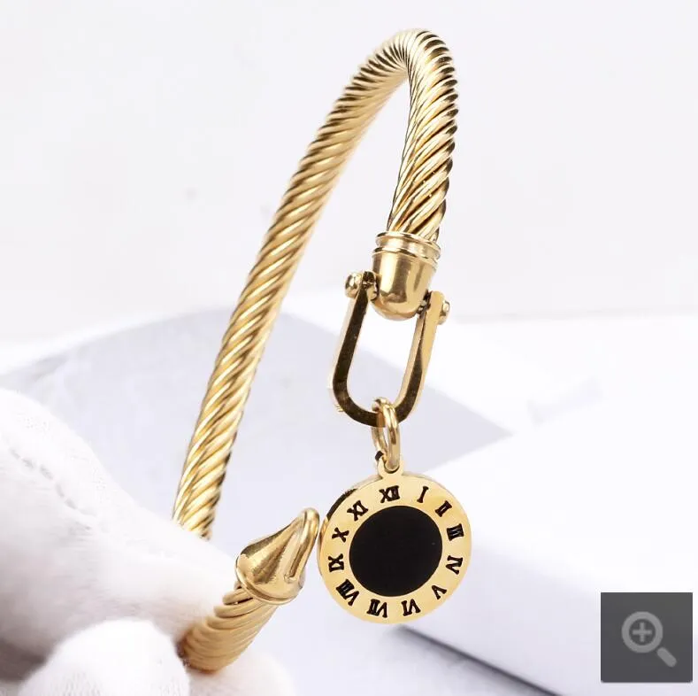 Cabo de aço titânio fio ouro cor amor coração pingente pulseira com fecho de gancho para mulheres homens jóias de casamento presentes gc860