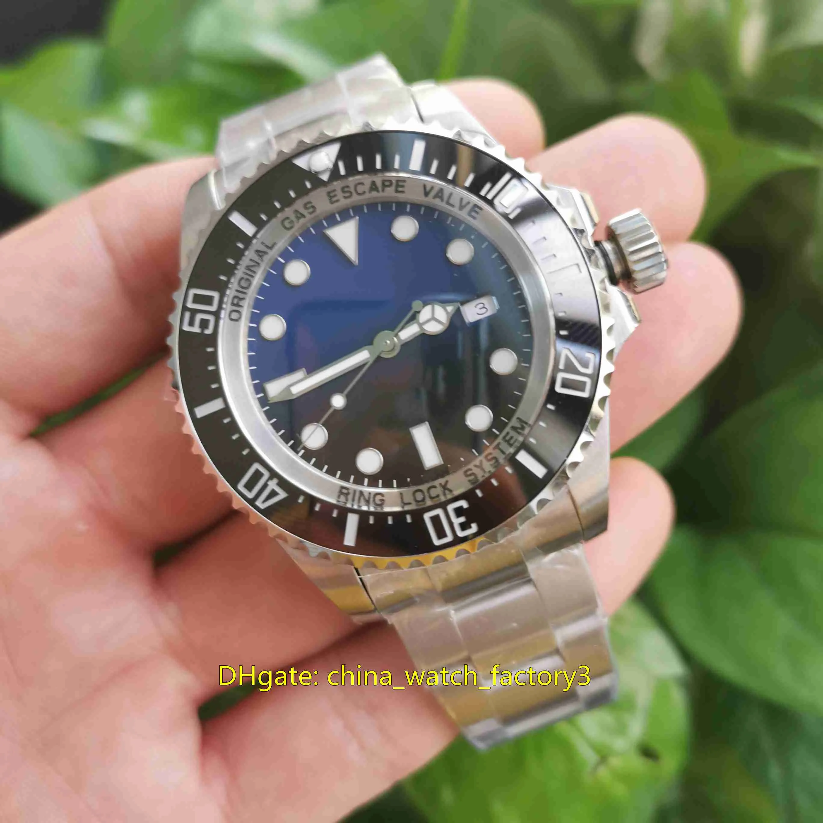 NOOBF Maker Relógios de alta qualidade 44 mm 116660 Sea-Dweller D-Blue Cerâmica à prova d'água Swiss CAL 3135 Movimento Mecânico Automático Men257M