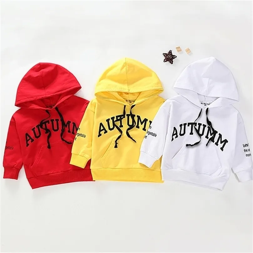 Spring Autumn Fashion Babykläder Spädbarn Autumn Letter Blue Kid Hoodies Toppar pojkar flickor Bomulls fritidssport Hooded Hoodies LJ201216