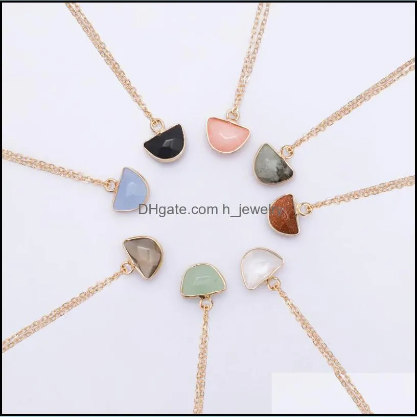 natural stone pendant necklace green quartz crystal necklace hjewelry