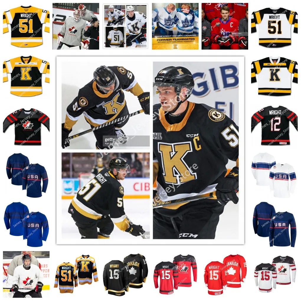 Shane Wright Hockey Jersey Custom Vintage OHL Kings Frontenacs Jersey 2021 IIHF U18 World Championship Jerseys