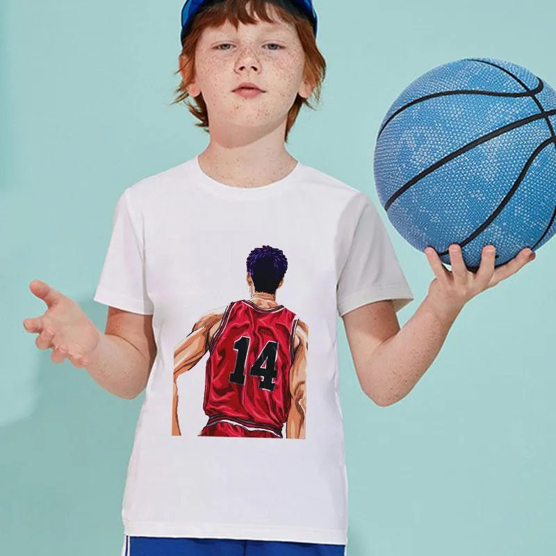 T-shirts sommar 2022 unisex t-shirt mode flickor tshirts kort ärm retro basket spelare nyhet pojke tshirt o-hals barn tshirtt-shirts