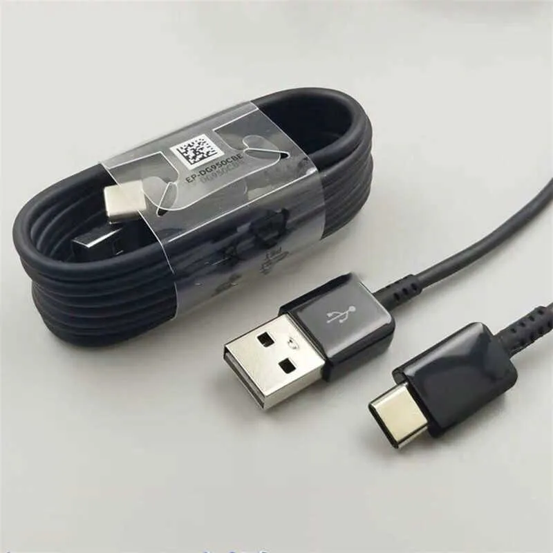 200pcs 고품질 USB 타입 C 케이블 1M 3FT 2A 빠른 충전수 케이블 Samsung Galaxy S8 S9 S10 S20 Note 8 10 EP-DG970BBE 용 Cord Type-C