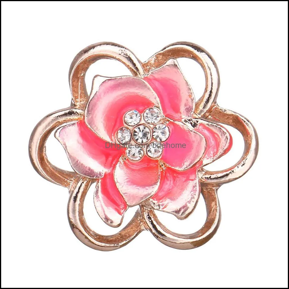 10pcs/lot Snap Jewelry Rose Gold Silver Snap Button for Flower Bracelet Bangles Fit 18mm Buttons Jewelry