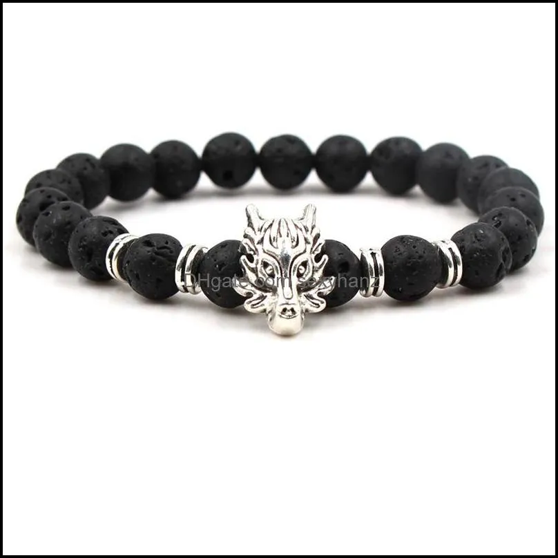 lava stone bracelets bangles volcanic men jewelry dragon charms bracelets