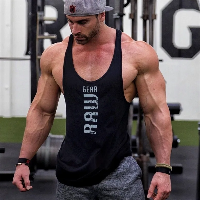 Heren katoenen tanktops shirt gym fitness vest mouwloze mannelijke casual bodybuilding sportman workout kleding kleding 220527