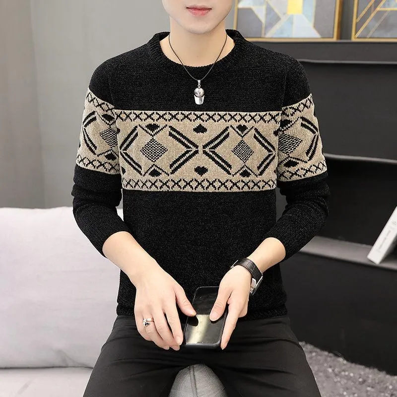 Herrtröjor Autumn Winter Sweater Knitting Pullovers Business Sticked Warm Men Jumper Slim Fit Casual Men's Clothing E534men's