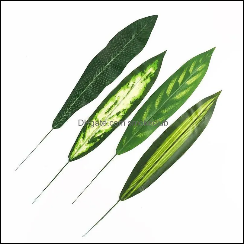 Slim Artificial Tropical Plant Leaves Indoor Outdoor Plants Garden Home Office Decor Fake Green Gladiolus Leaf 559 S2