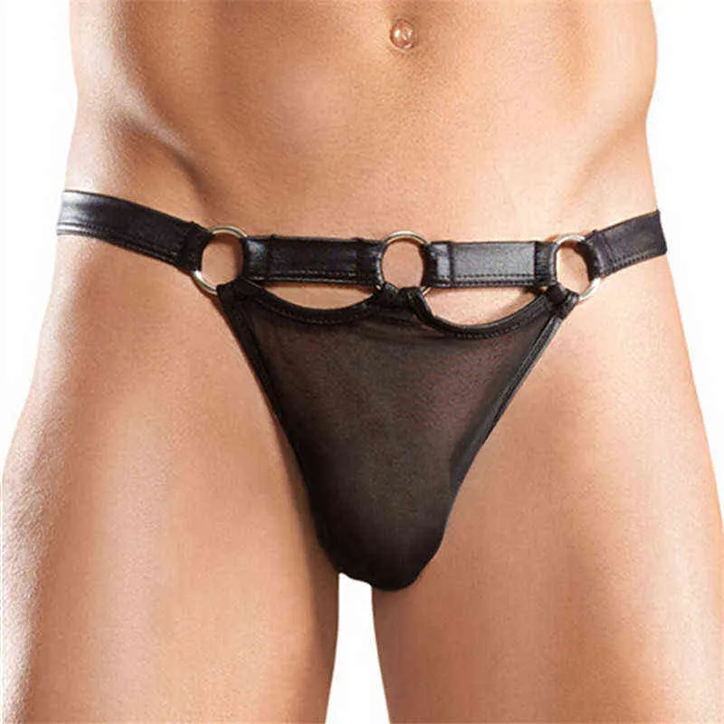 Adult Games Leather Thong Sexy Male Chastity Belt Pants Bondage Panties  Flirt Sex Toys for Men Underwear Sexy Costume PG0011 W220324