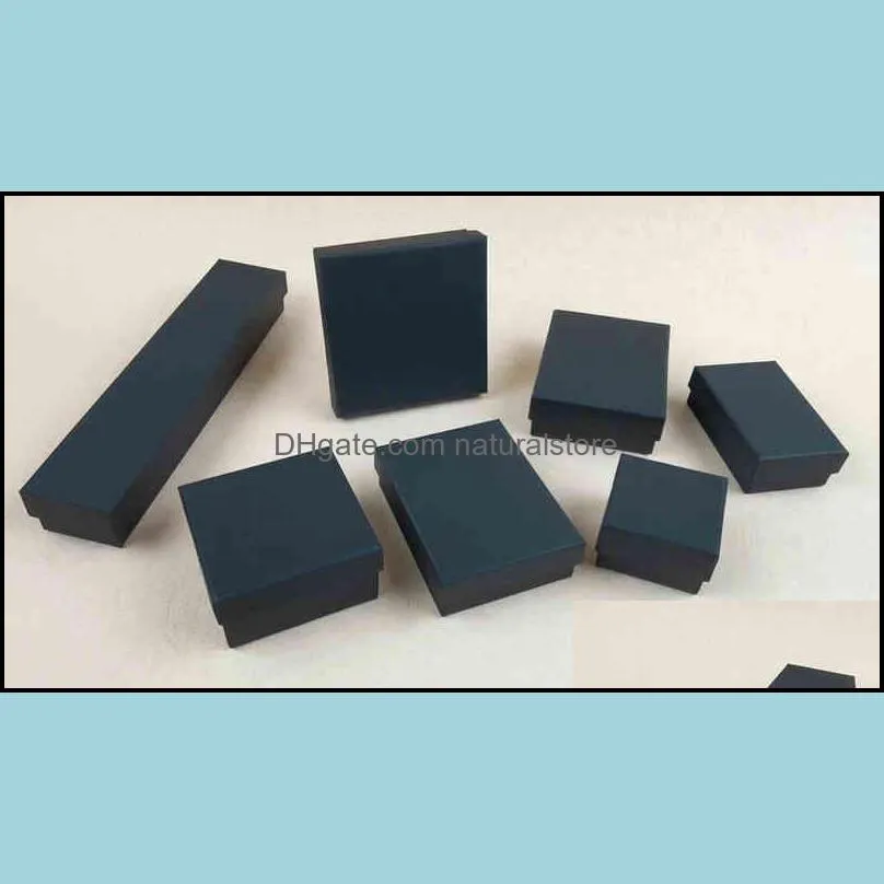 pandahall 24pcs Cardboard Jewelry Set Box for Ring Necklace Rectangle Tan Black Kraft Cotton Filled Cardboard Paper 8x5x3cm 220119