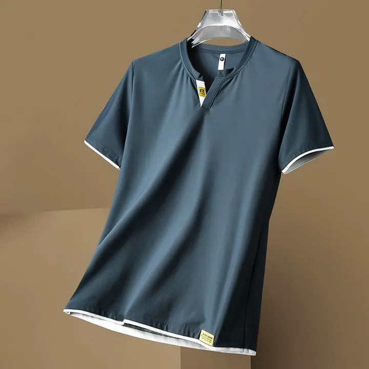 Vêtements d'été T-shirt pour hommes T-shirt à manches courtes Vêtements de mode pour hommes Fibre de soie glacée Léger Respirant Dessus frais T-shirts pour hommes