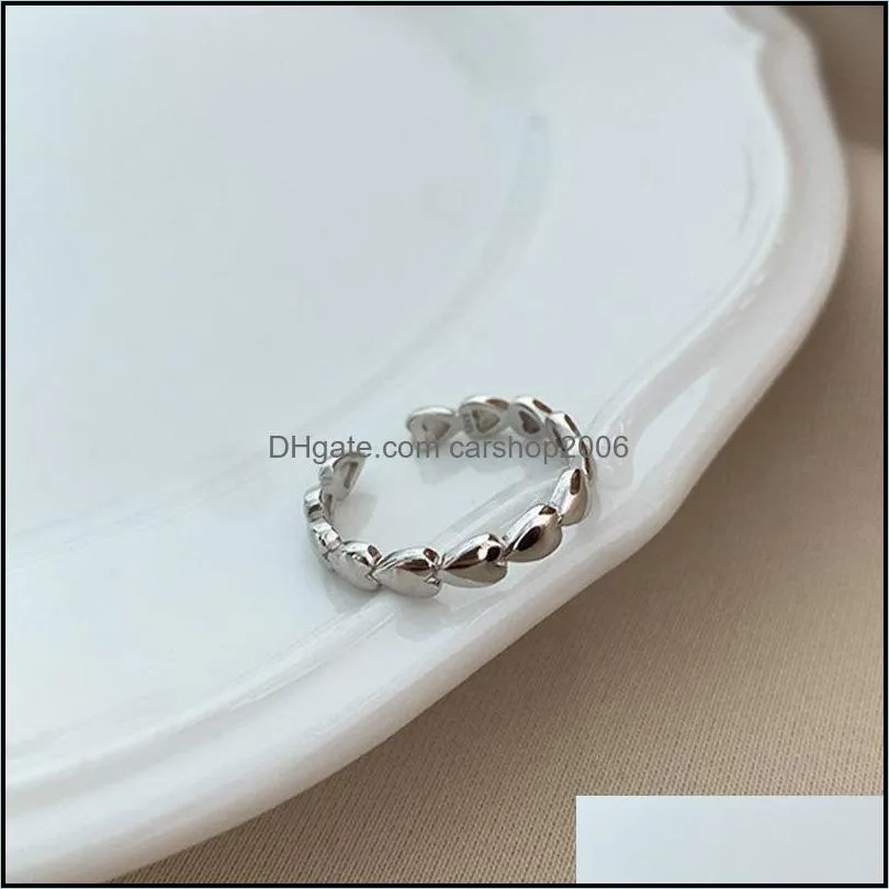 silver retro love heart hollow open ring female ins trend sweet sexy elegant handmade hip-hop fashion rings